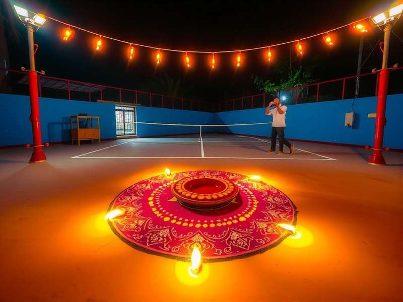 Racket Revolution Diwali Special Court with Rangoli and Lights