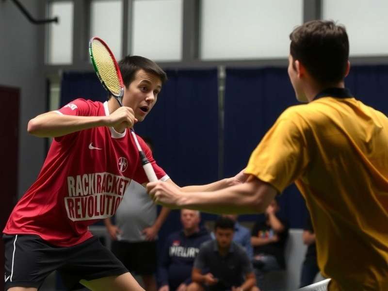Racket Revolution Intense Badminton Match Moment